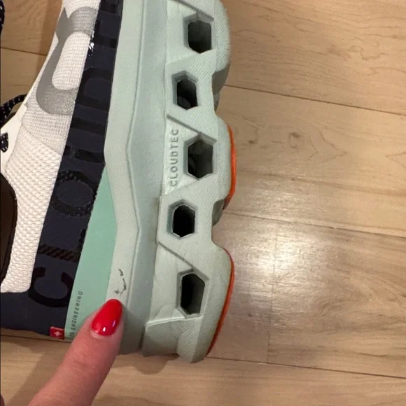 On Running Women's White and Mint Sneakers - Picture 9 of 10